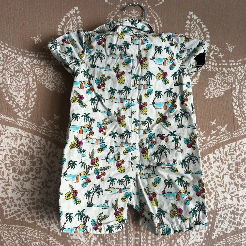 Lucky Jade Polo Romper with Hawaiian Print Size 12M
